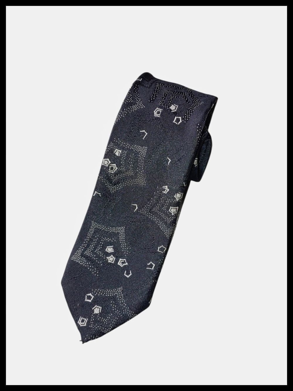 Black Patterned Silk Blend Tie